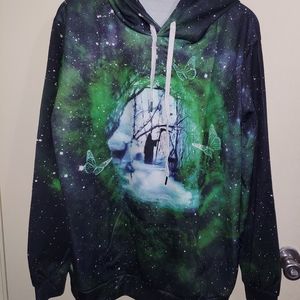 Plus size grim reaper galaxy print hoodie